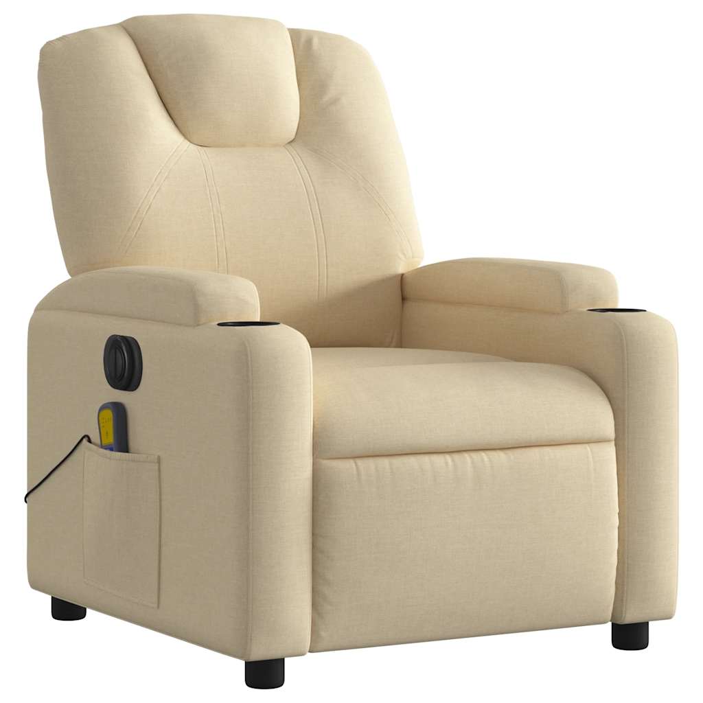 Electric Massage Recliner Chair Cream Fabric