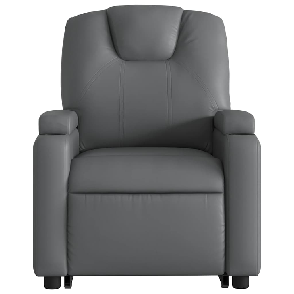 Electric Stand up Massage Recliner Chair Grey Faux Leather