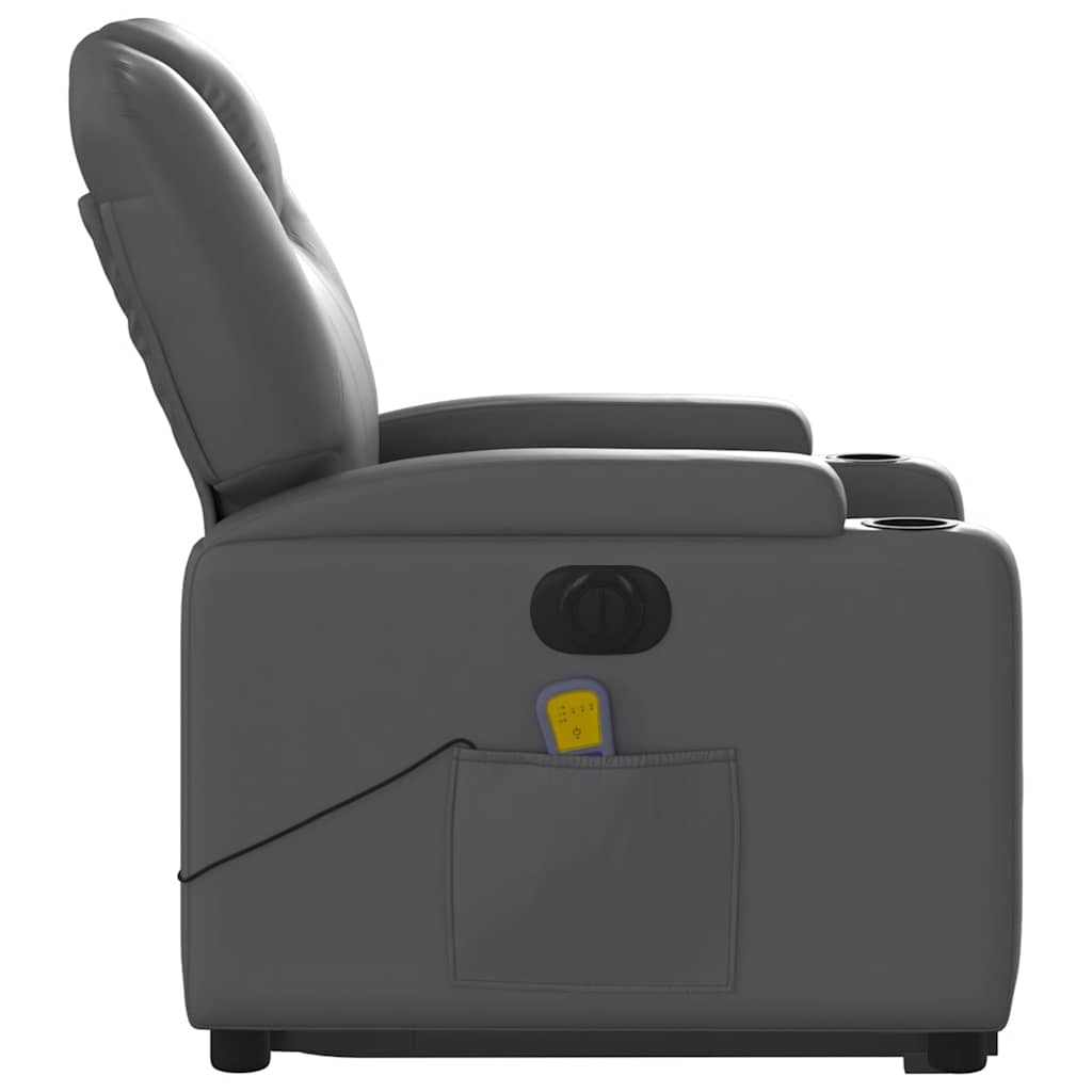 Electric Stand up Massage Recliner Chair Grey Faux Leather
