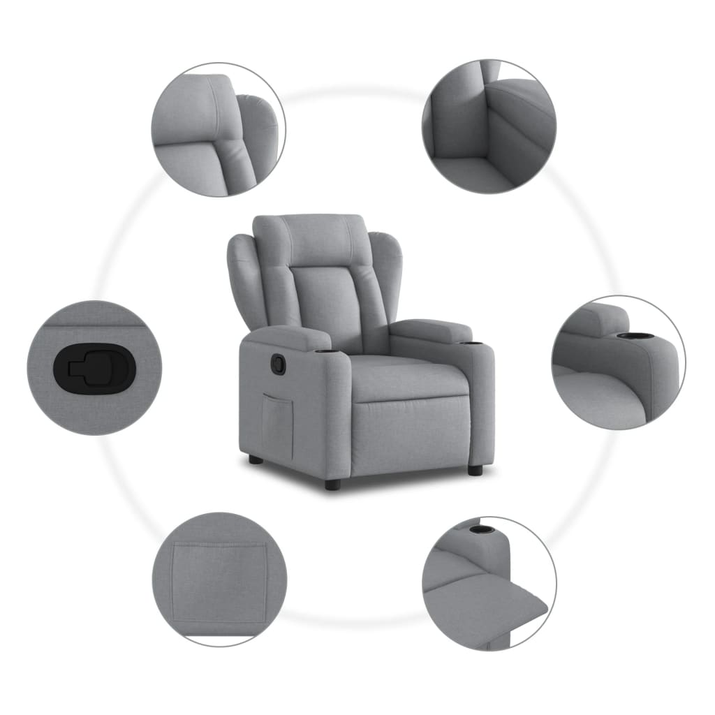 Recliner Chair Light Grey Fabric