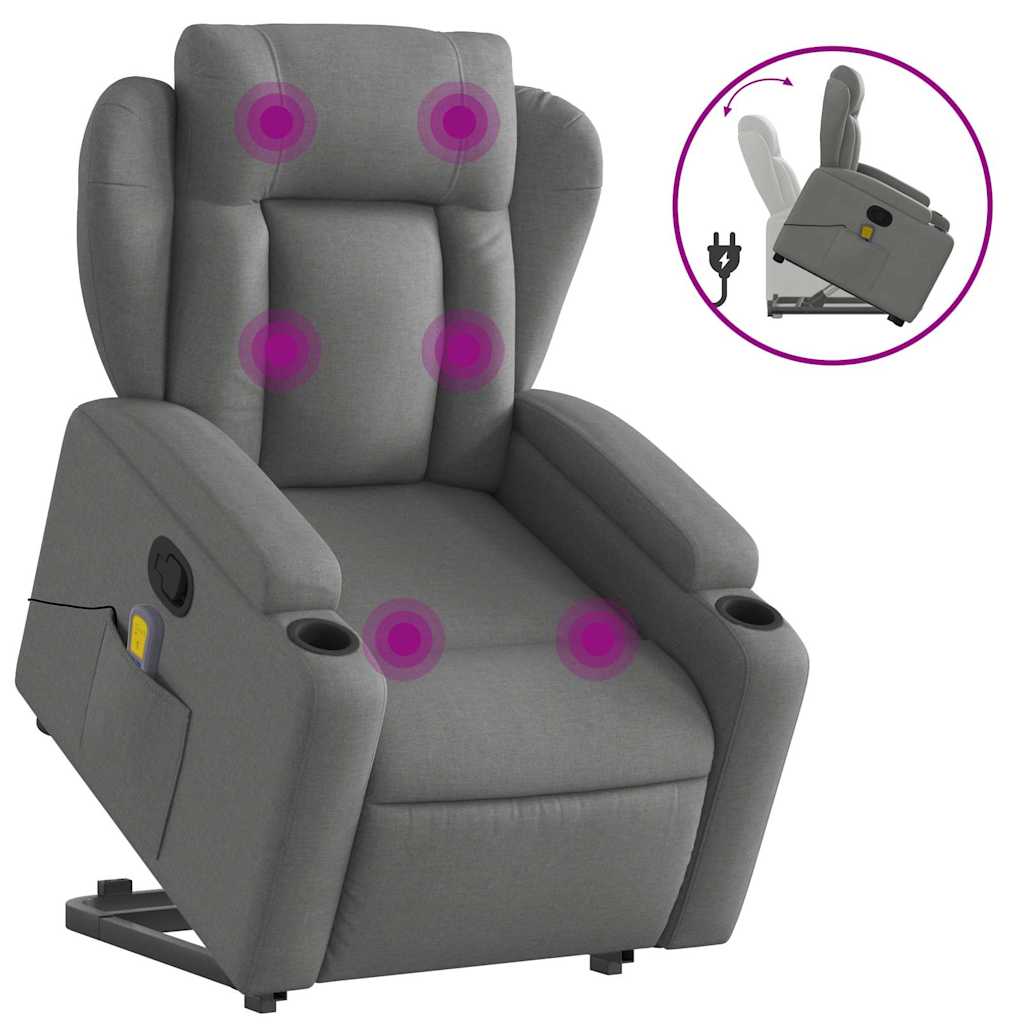 Stand up Massage Recliner Chair Dark Grey Fabric