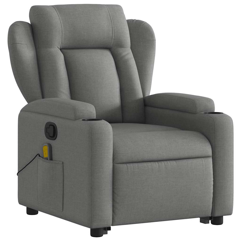 Stand up Massage Recliner Chair Dark Grey Fabric