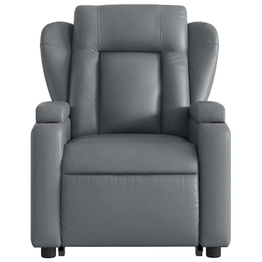 Electric Stand up Massage Recliner Chair Grey Faux Leather