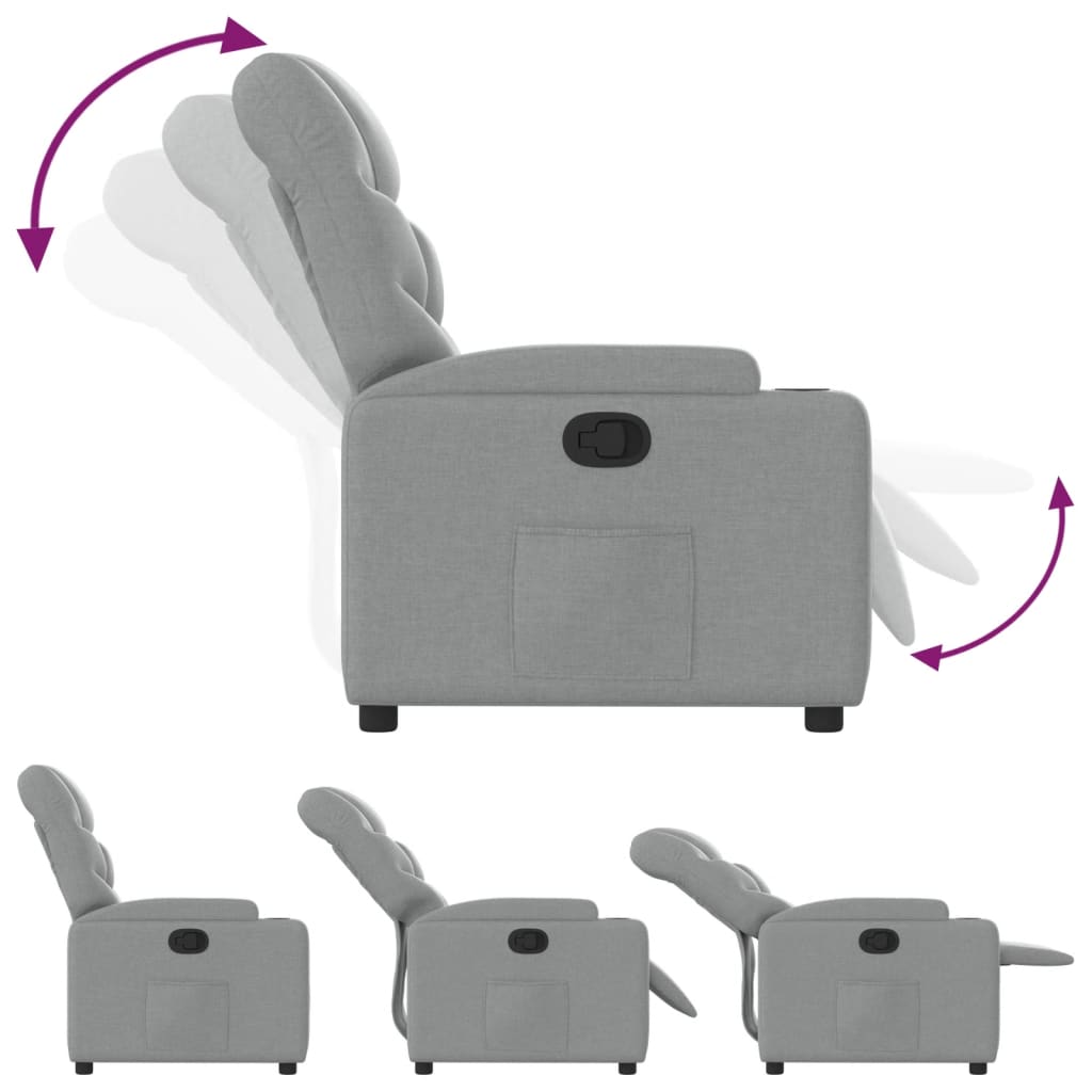 Recliner Chair Light Grey Fabric