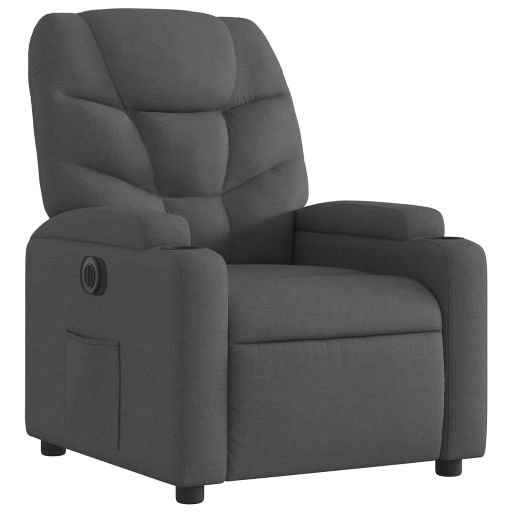 Electric Recliner Chair Dark Grey Fabric