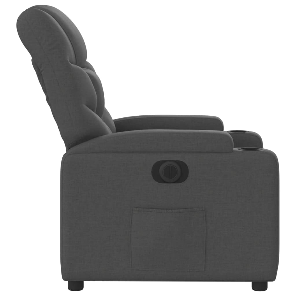 Electric Recliner Chair Dark Grey Fabric
