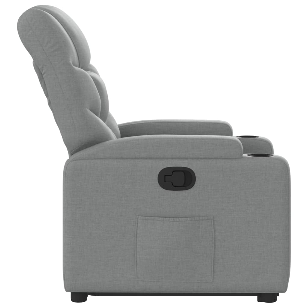 Stand up Recliner Chair Light Grey Fabric