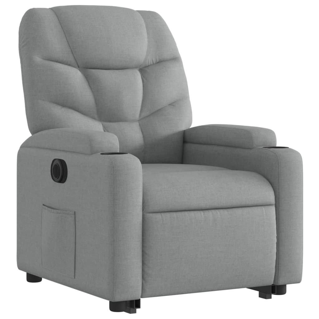 Electric Stand up Recliner Chair Light Grey Fabric