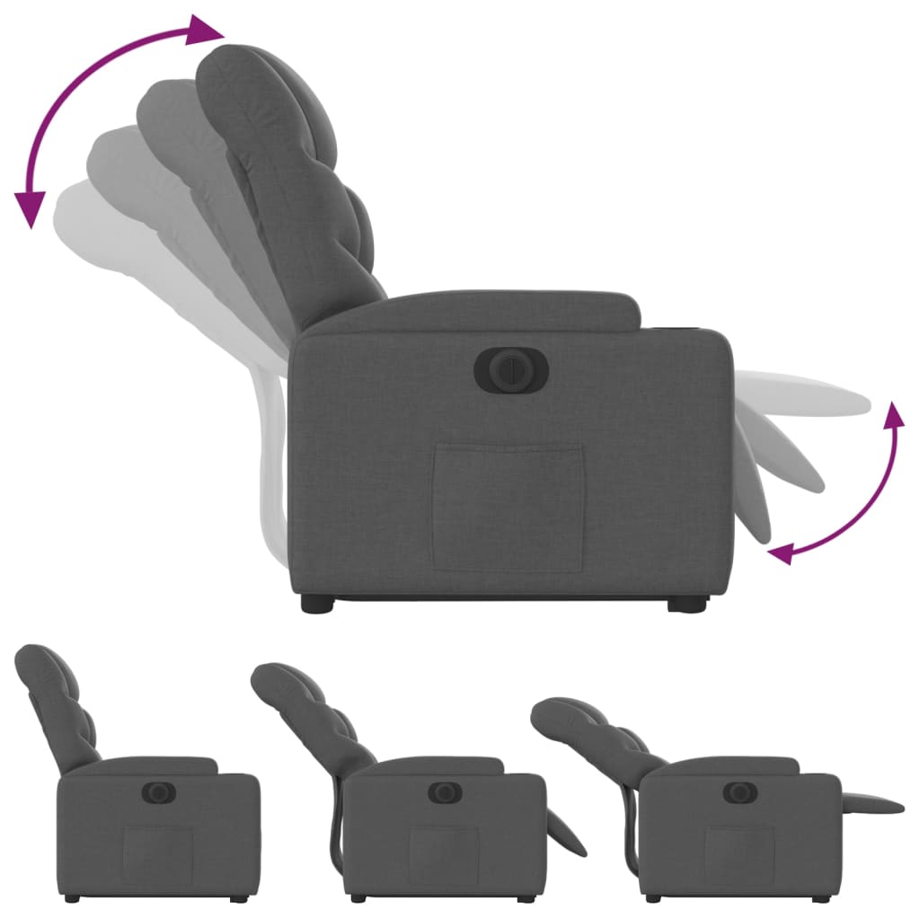 Electric Stand up Recliner Chair Dark Grey Fabric