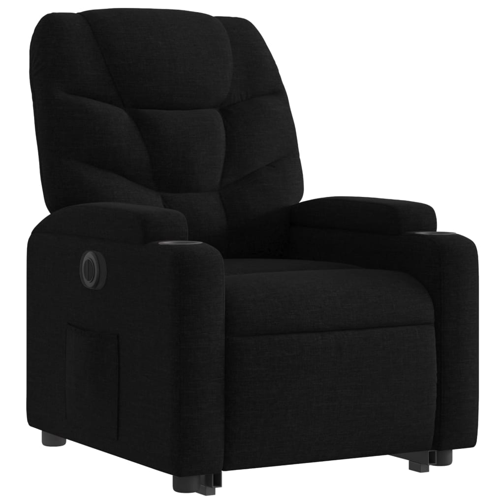 Electric Stand up Recliner Chair Black Fabric