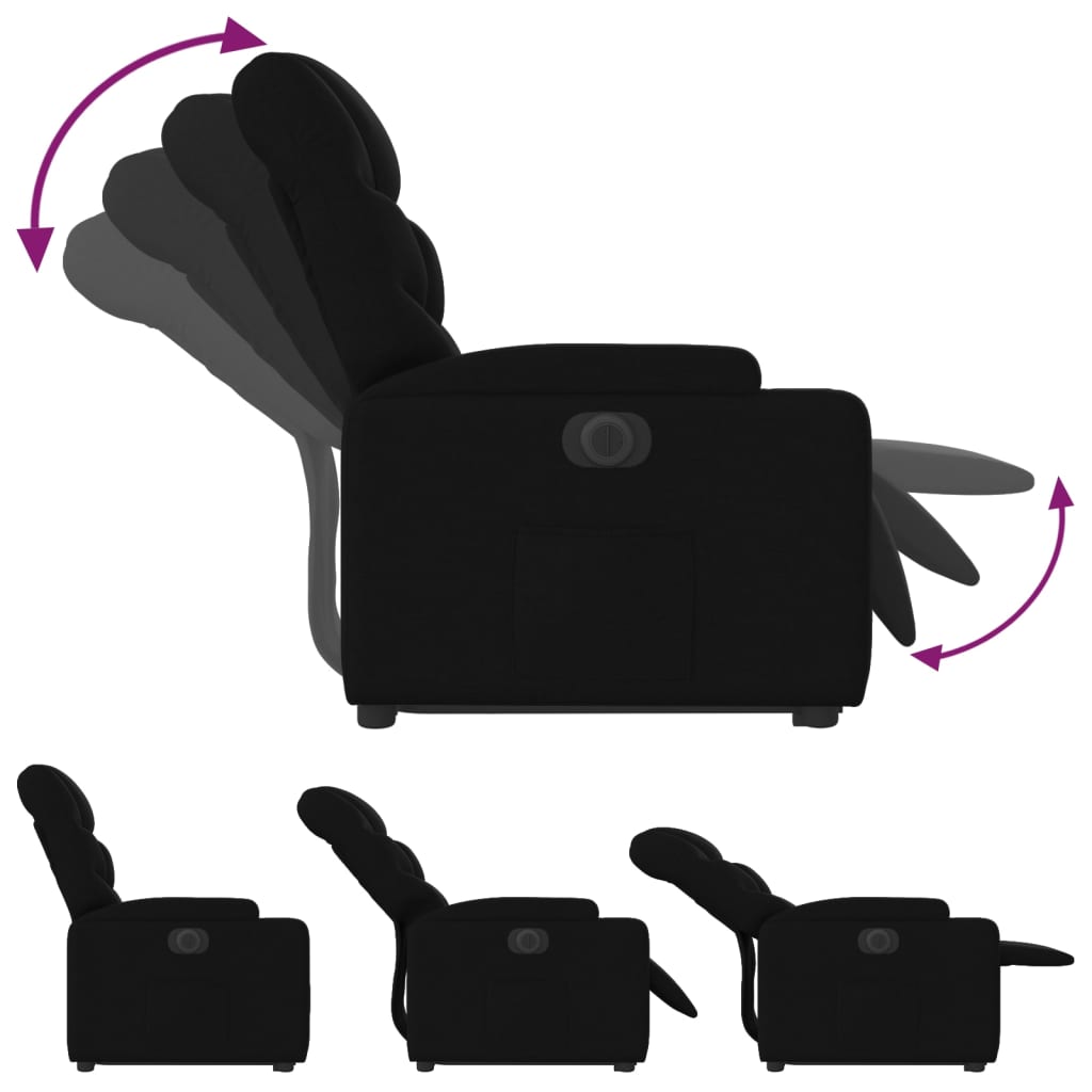 Electric Stand up Recliner Chair Black Fabric
