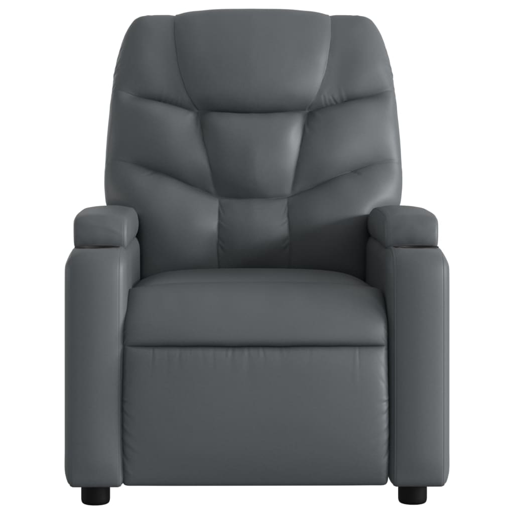Massage Recliner Chair Grey Faux Leather