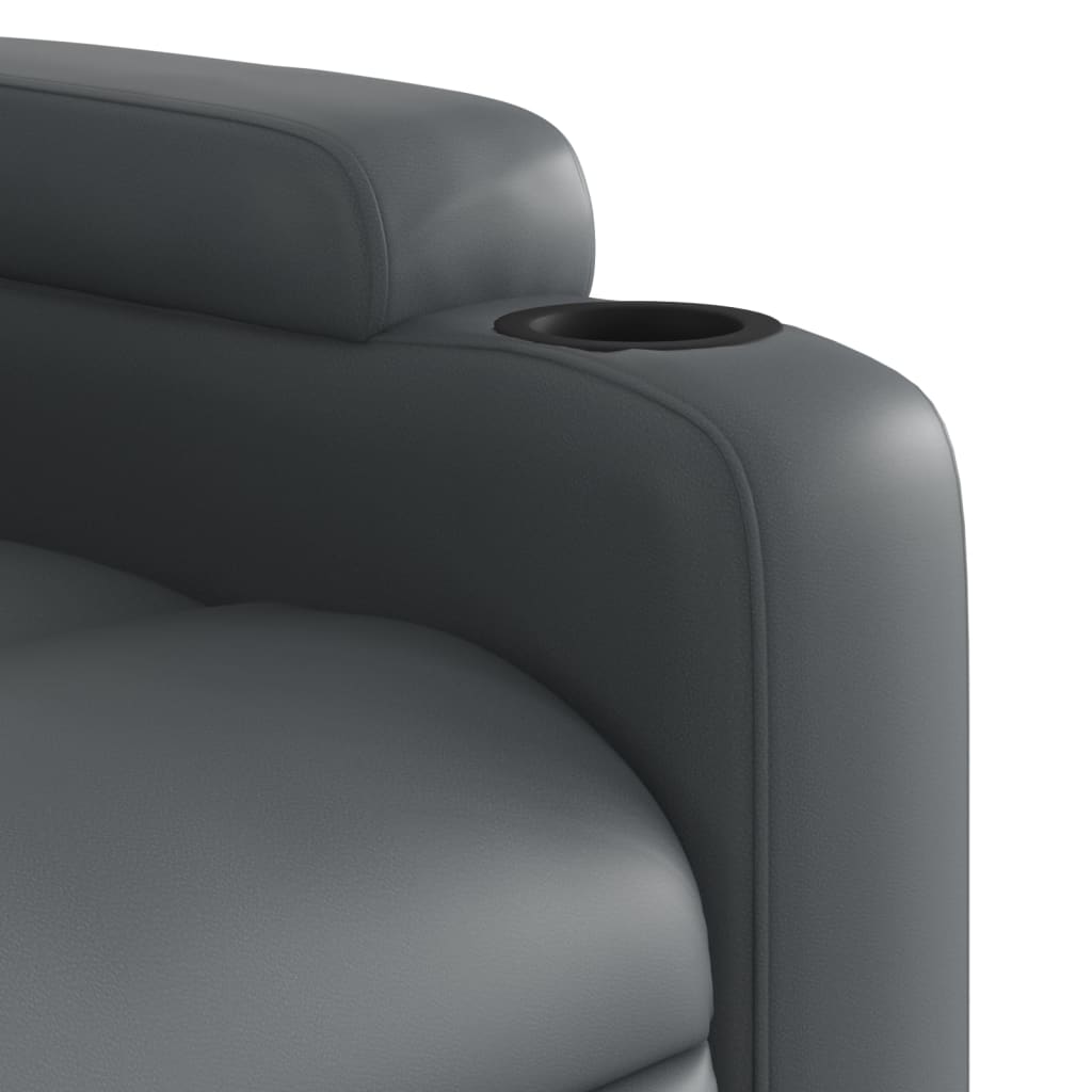 Massage Recliner Chair Grey Faux Leather