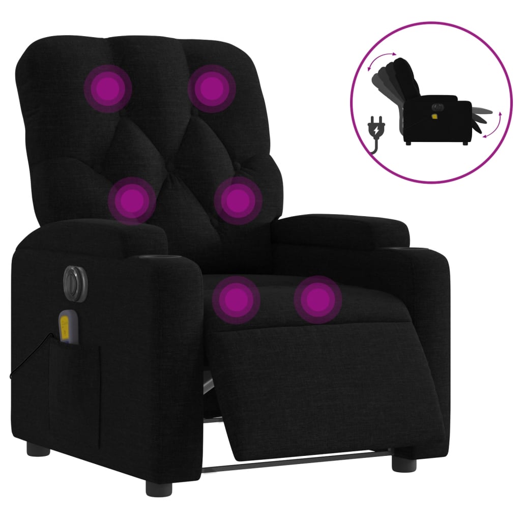 Electric Massage Recliner Chair Black Fabric
