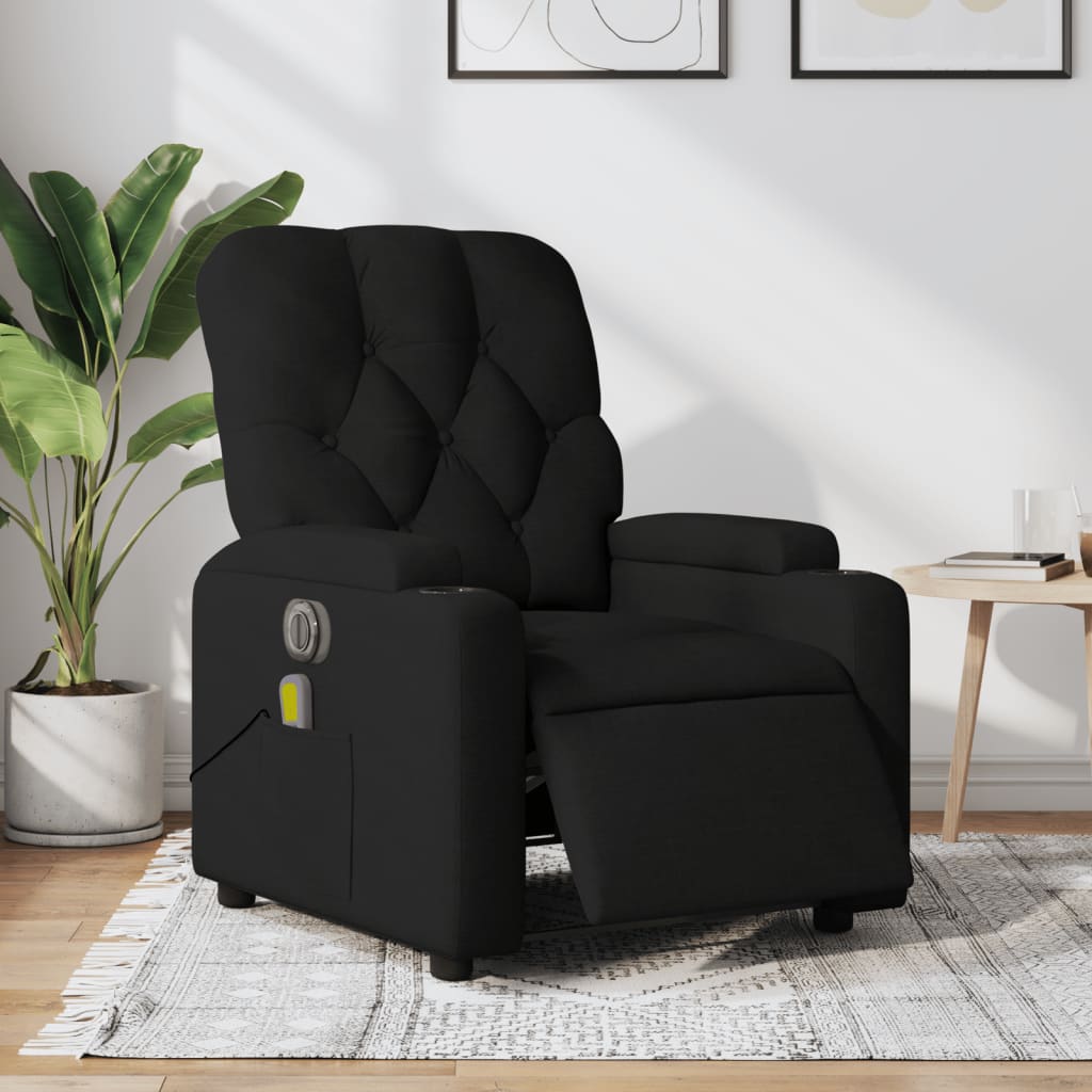 Electric Massage Recliner Chair Black Fabric