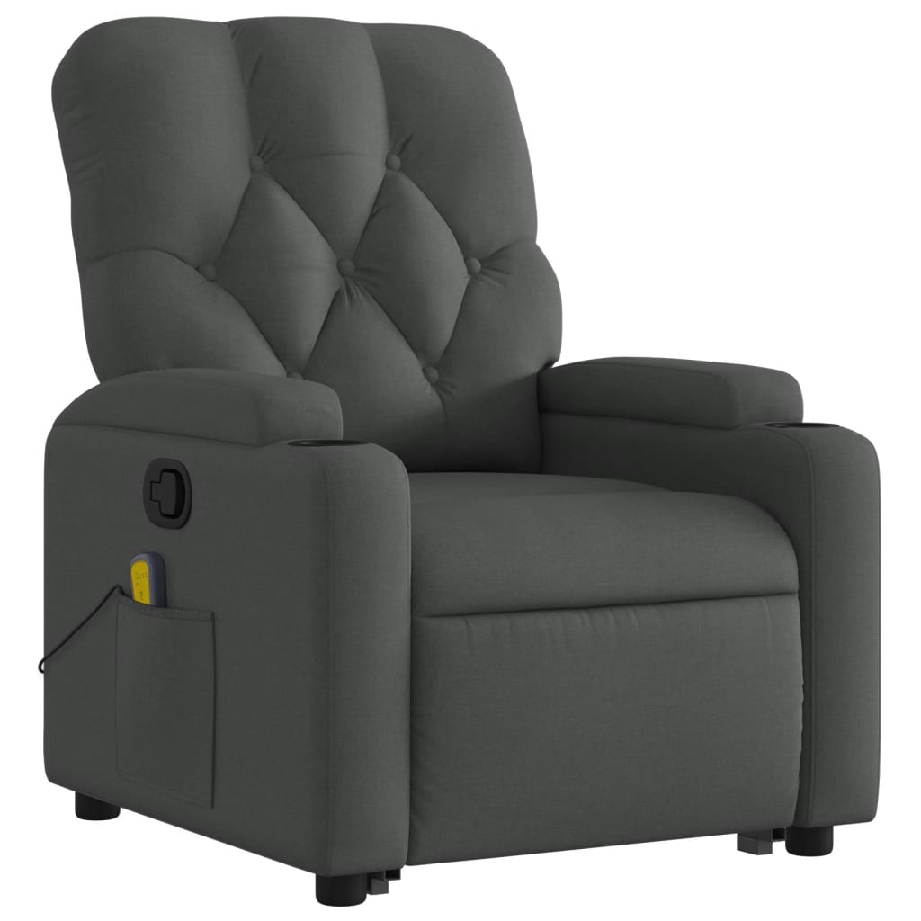 Stand up Massage Recliner Chair Dark Grey Fabric