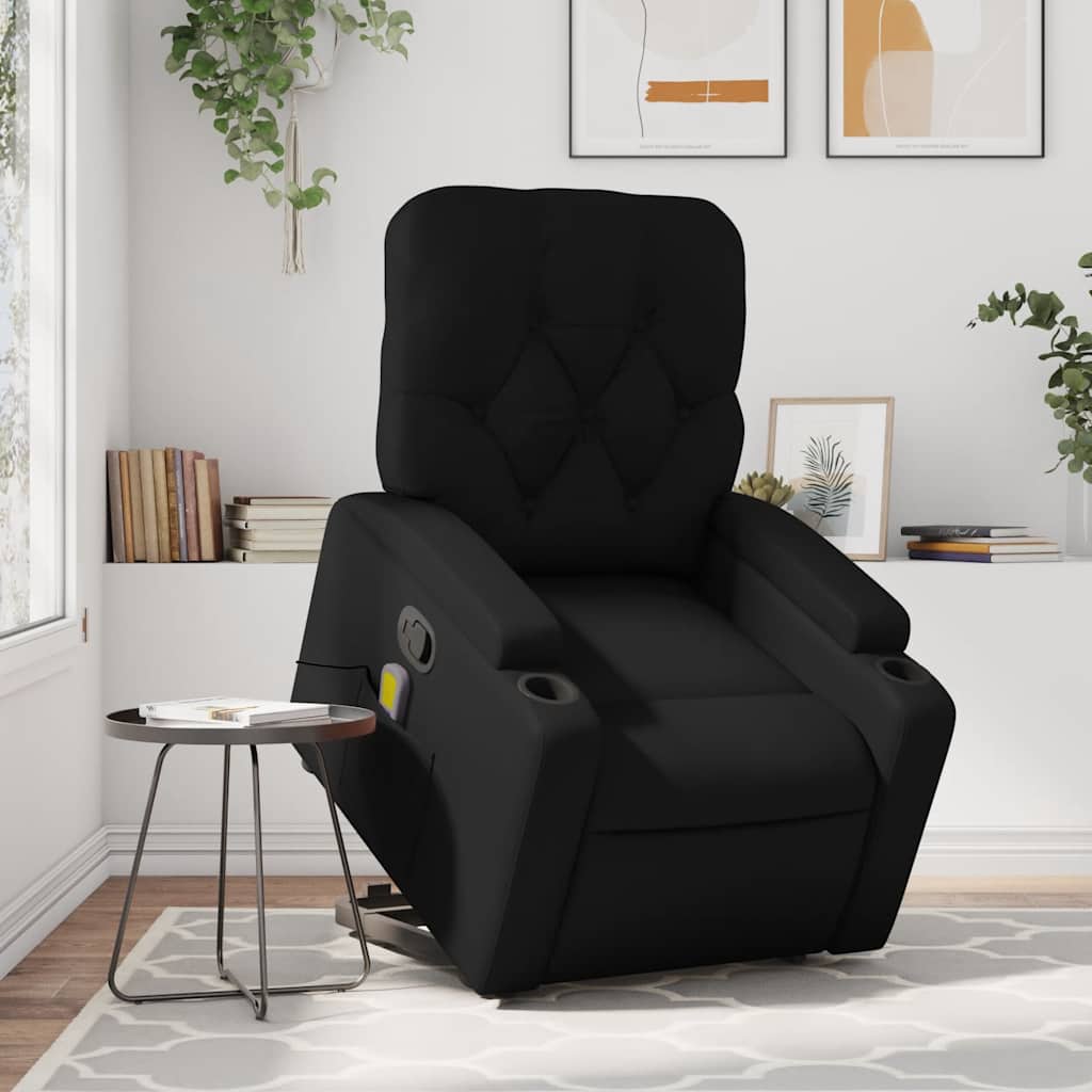 Stand up Massage Recliner Chair Black Faux Leather