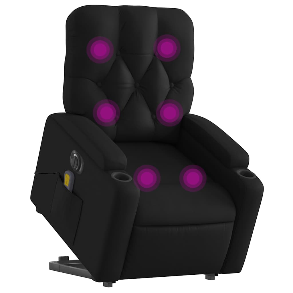 Electric Stand up Massage Recliner Chair Black Faux Leather
