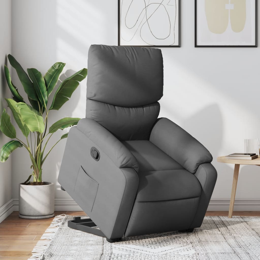 Stand up Recliner Chair Dark Grey Fabric