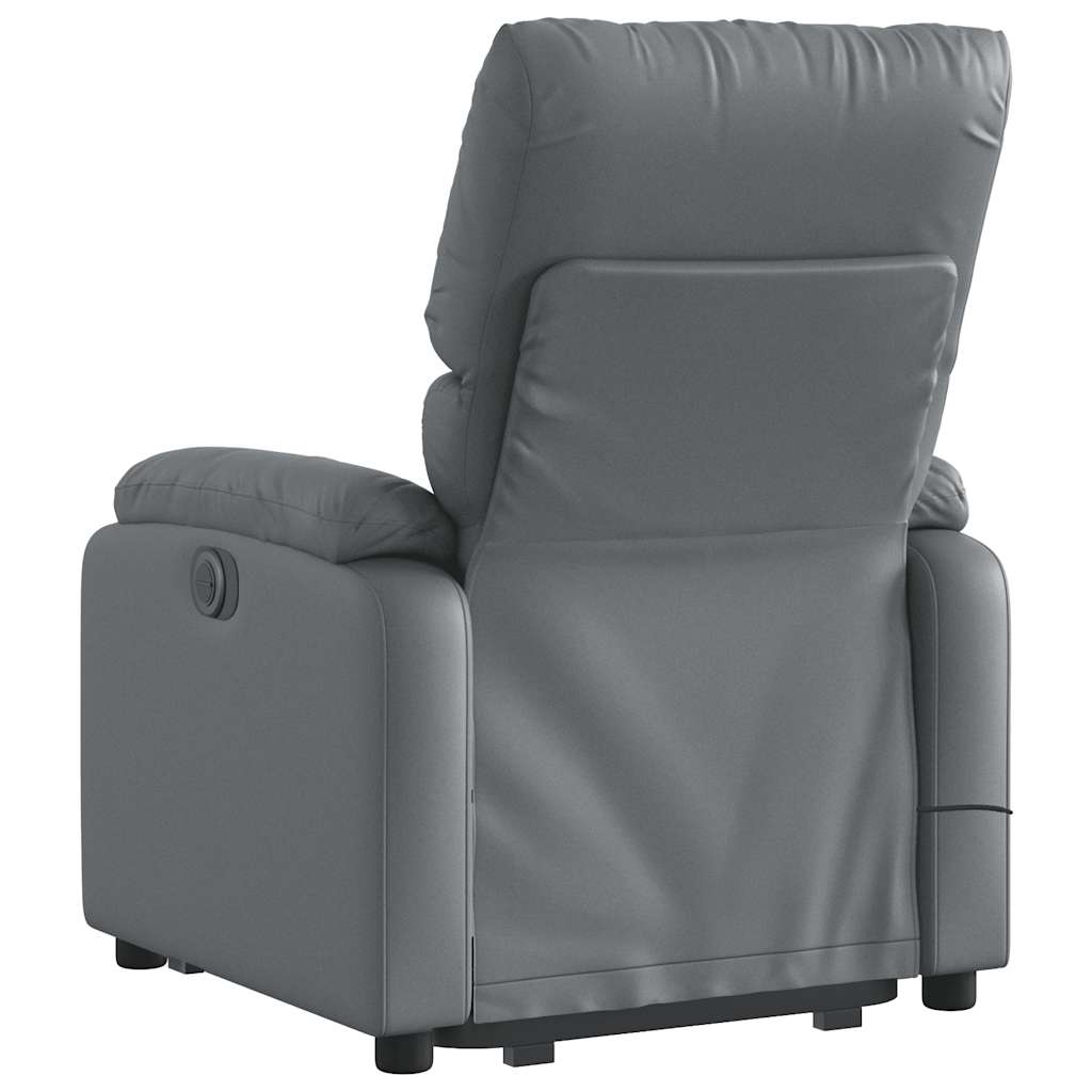 Stand up Massage Recliner Chair Grey Faux Leather