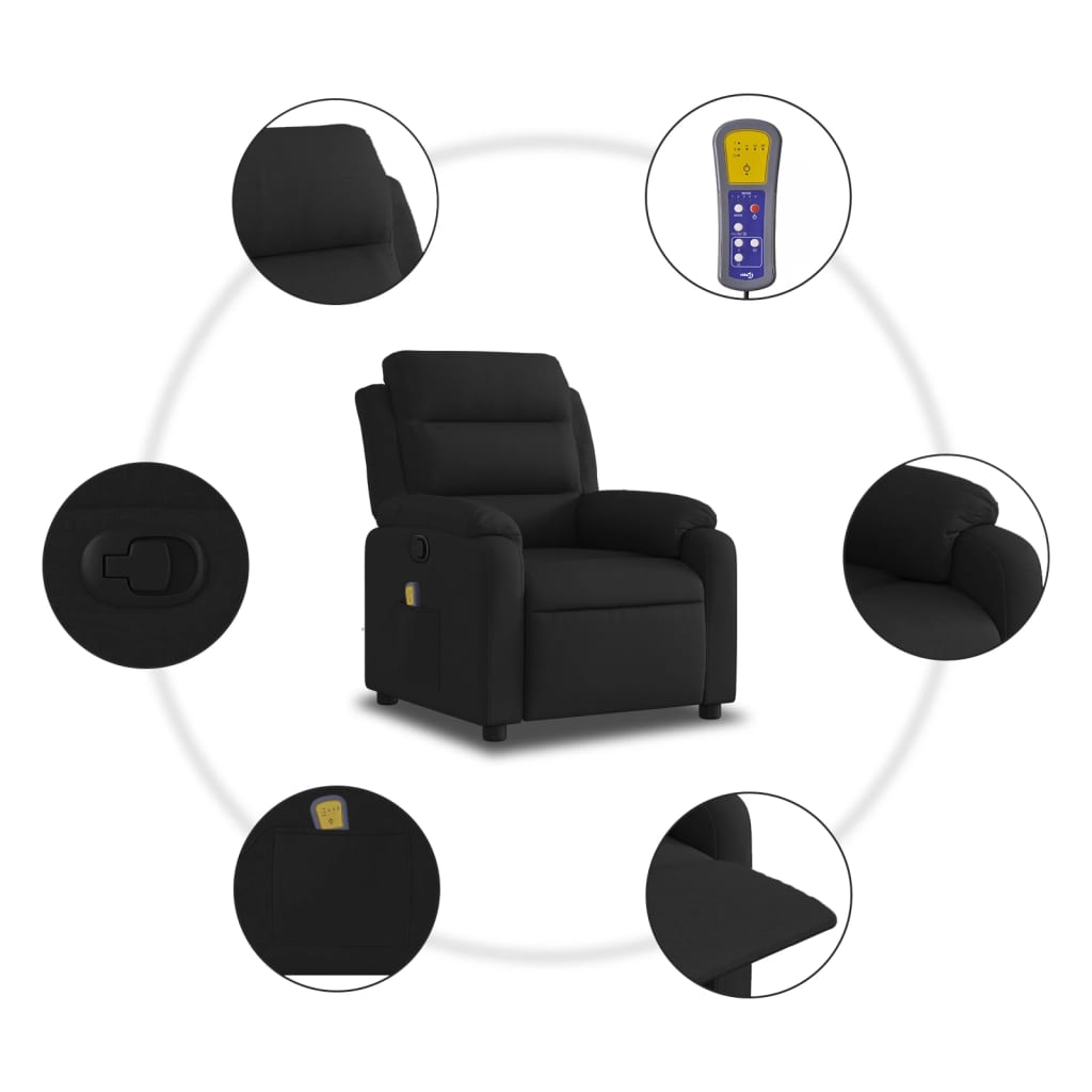 Massage Recliner Chair Black Fabric