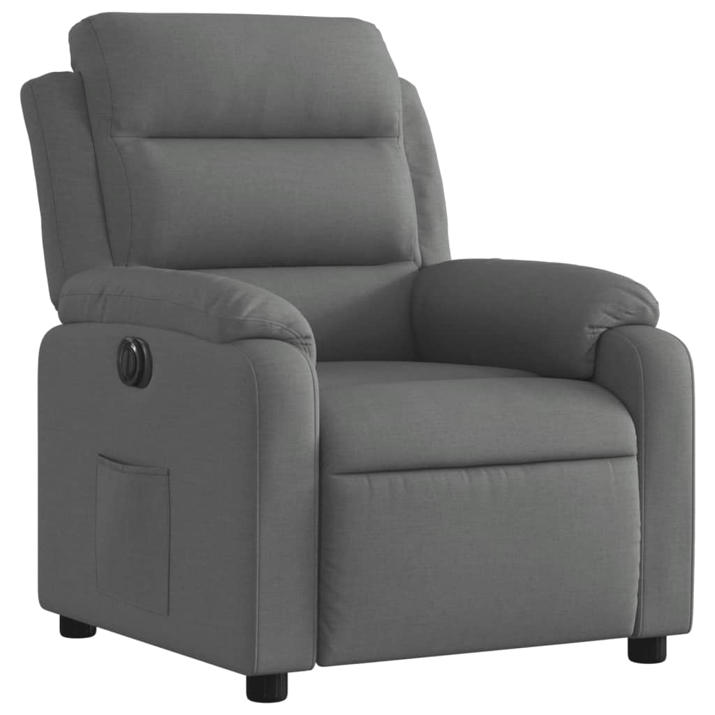 Electric Recliner Chair Dark Grey Fabric