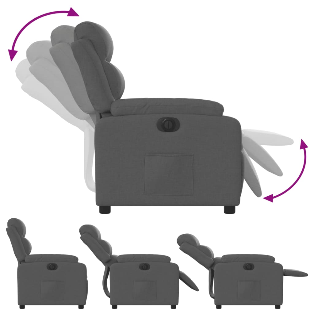 Electric Recliner Chair Dark Grey Fabric