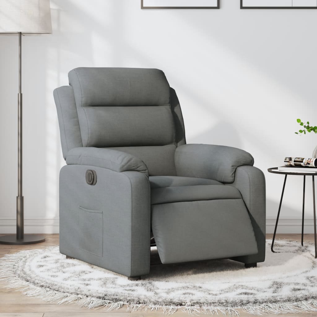 Electric Recliner Chair Dark Grey Fabric