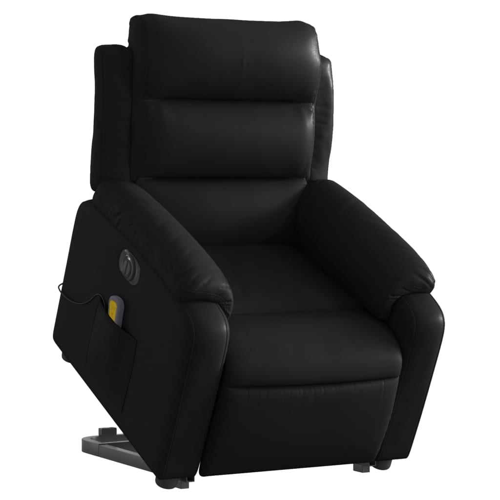 Electric Stand up Massage Recliner Chair Black Faux Leather
