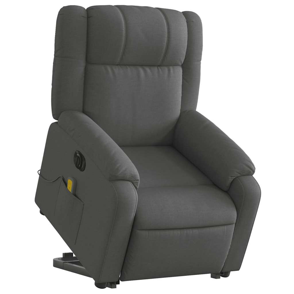 Electric Stand up Massage Recliner Chair Dark Grey Fabric