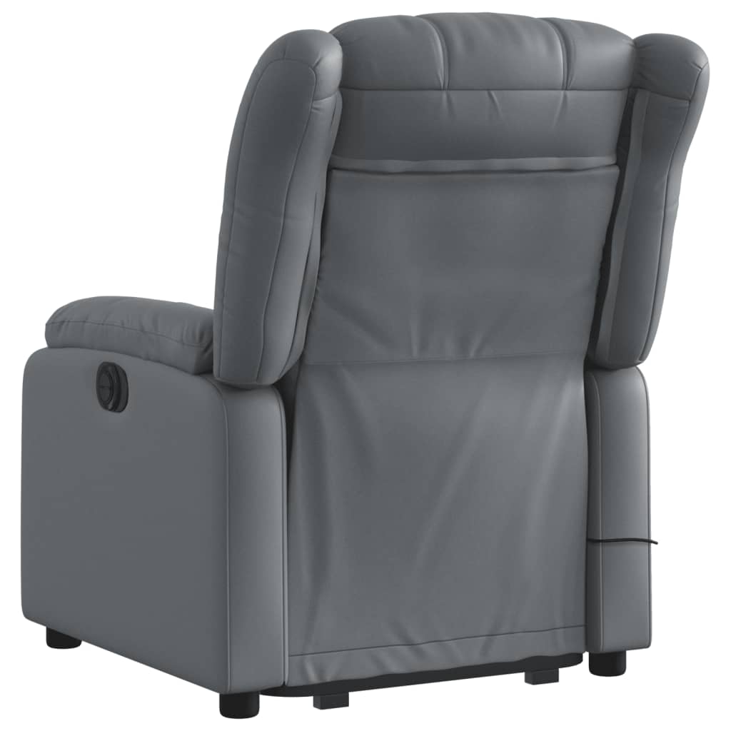 Electric Stand up Massage Recliner Chair Grey Faux Leather
