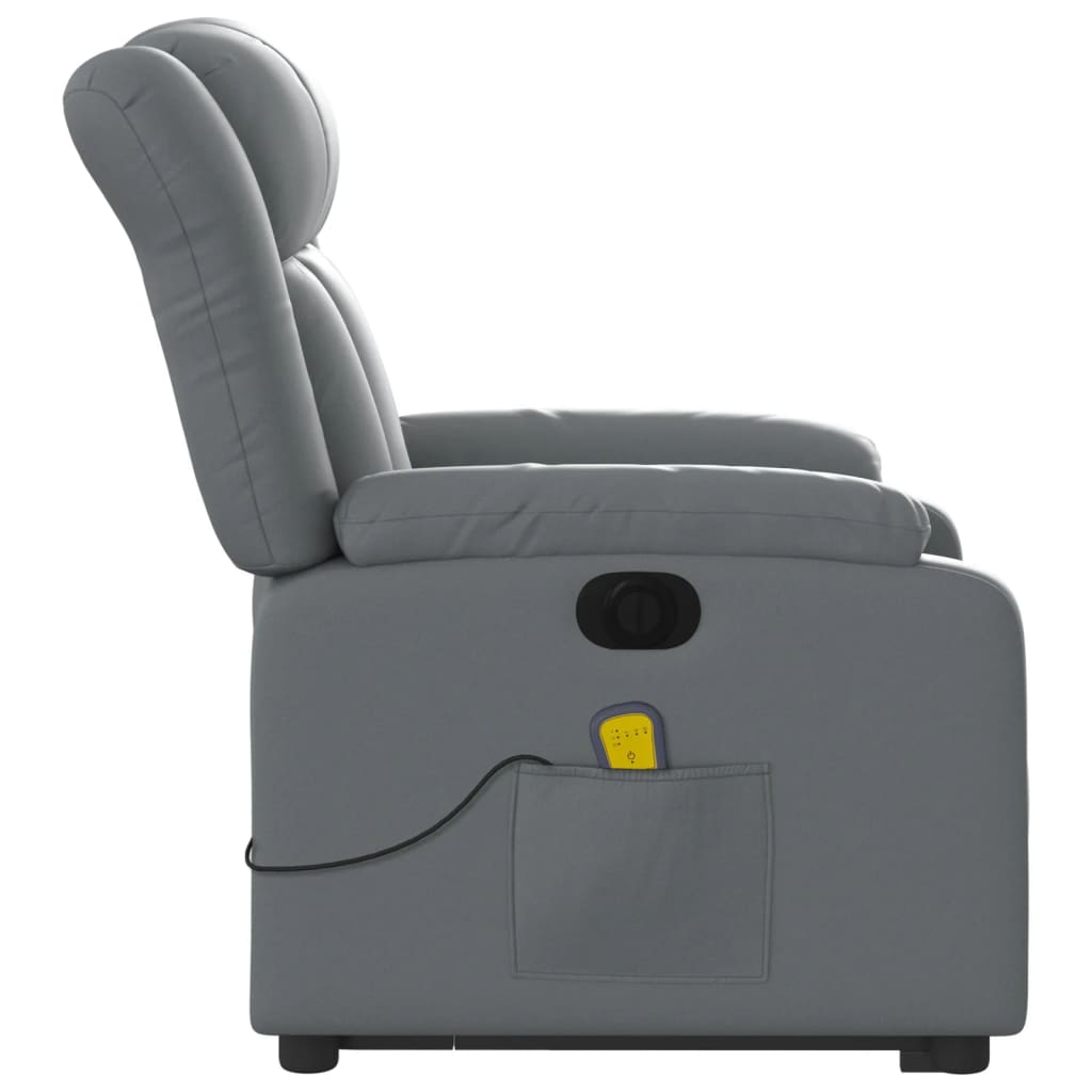 Electric Stand up Massage Recliner Chair Grey Faux Leather