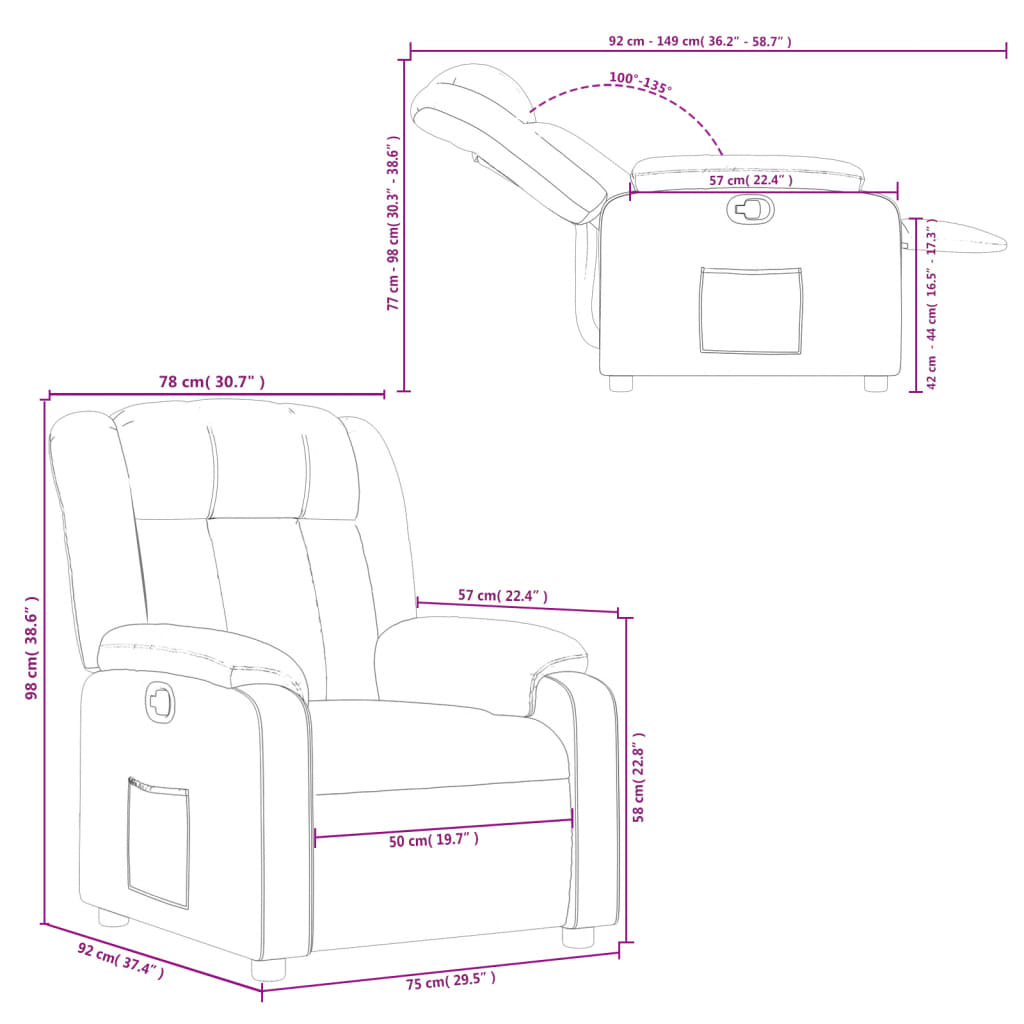 Recliner Chair Dark Grey Fabric