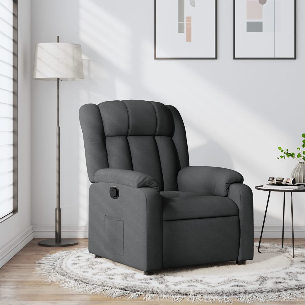 Recliner Chair Dark Grey Fabric