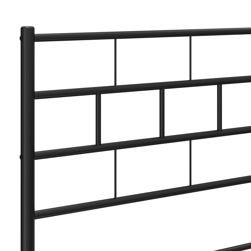 Metal Bed Frame without Mattress with Headboard Black 90x190 cm