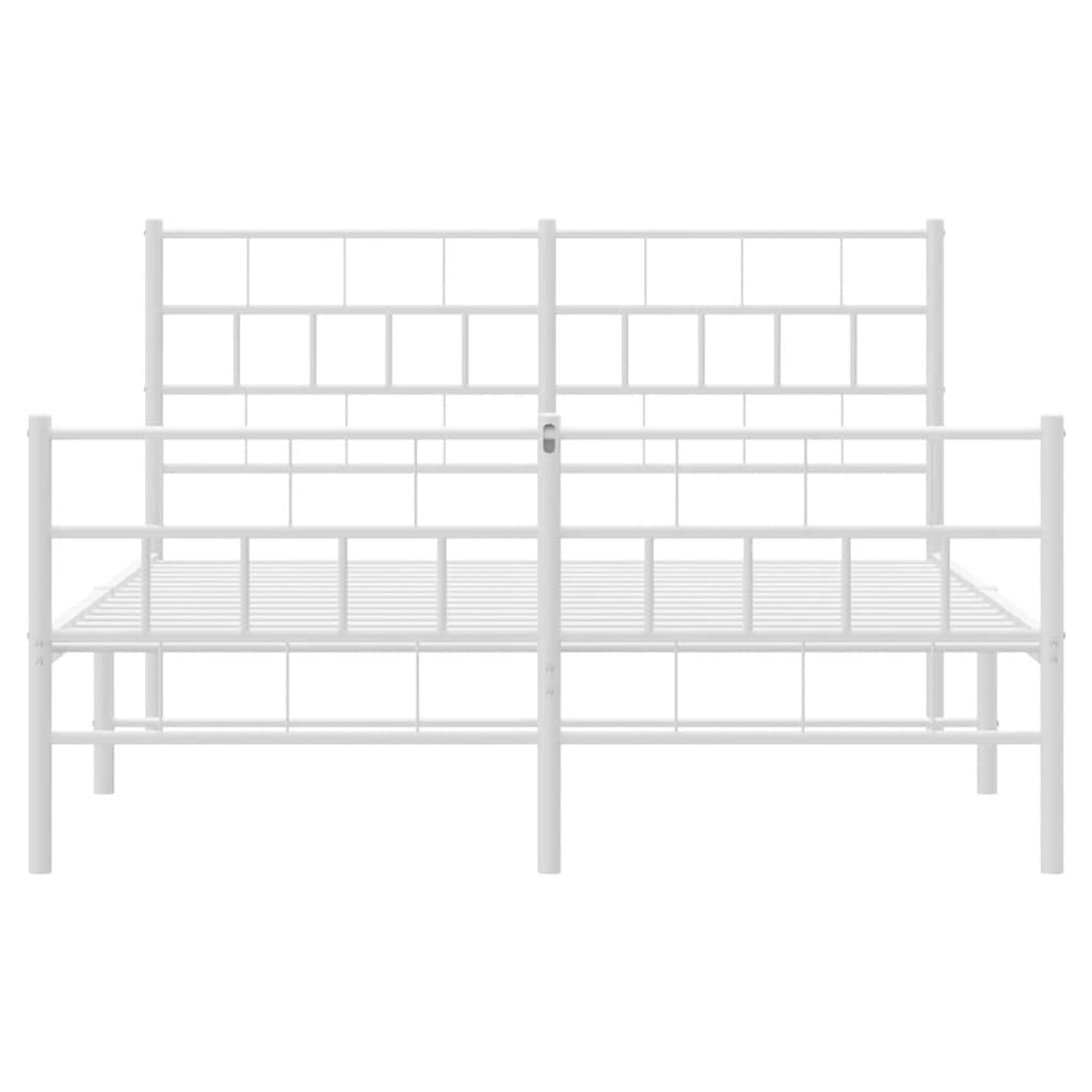 Metal Bed Frame without Mattress with Footboard White 135x190 cm