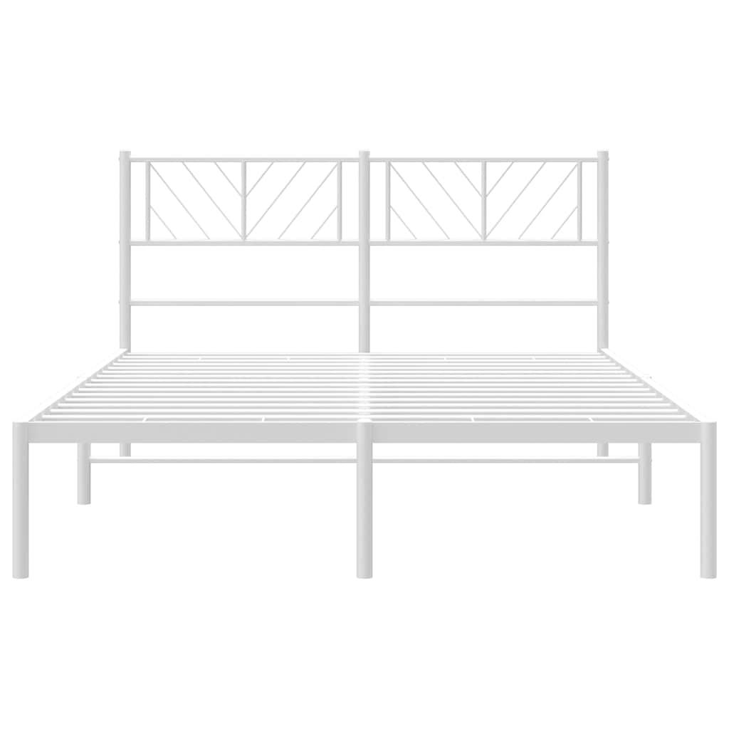 Metal Bed Frame without Mattress with Headboard White 150x200 cm