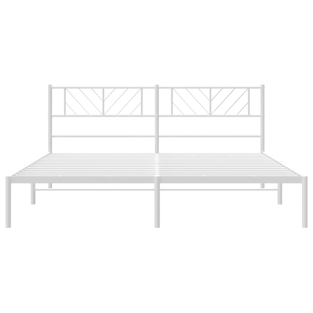 Metal Bed Frame without Mattress with Headboard White 183x203 cm King