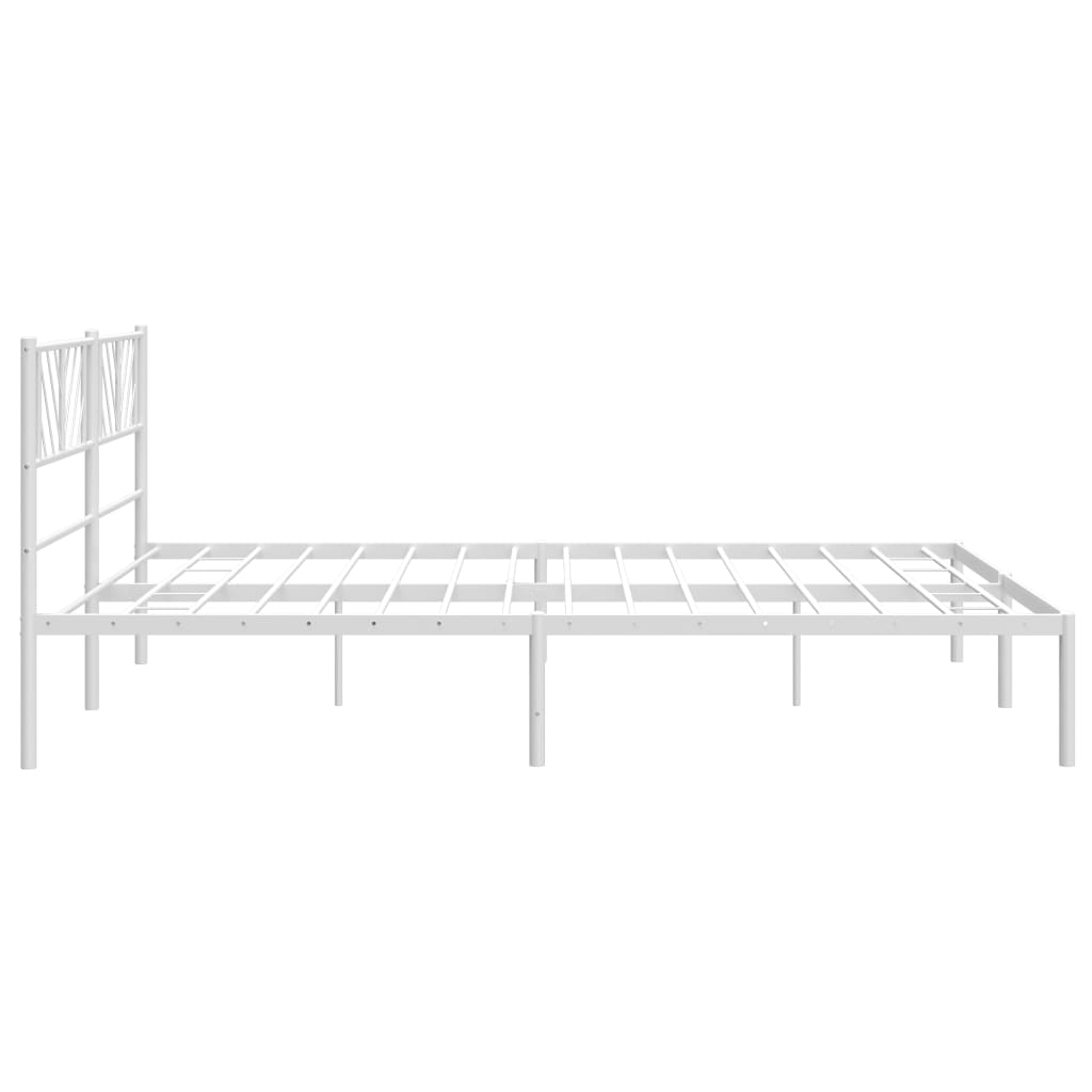 Metal Bed Frame without Mattress with Headboard White 183x203 cm King