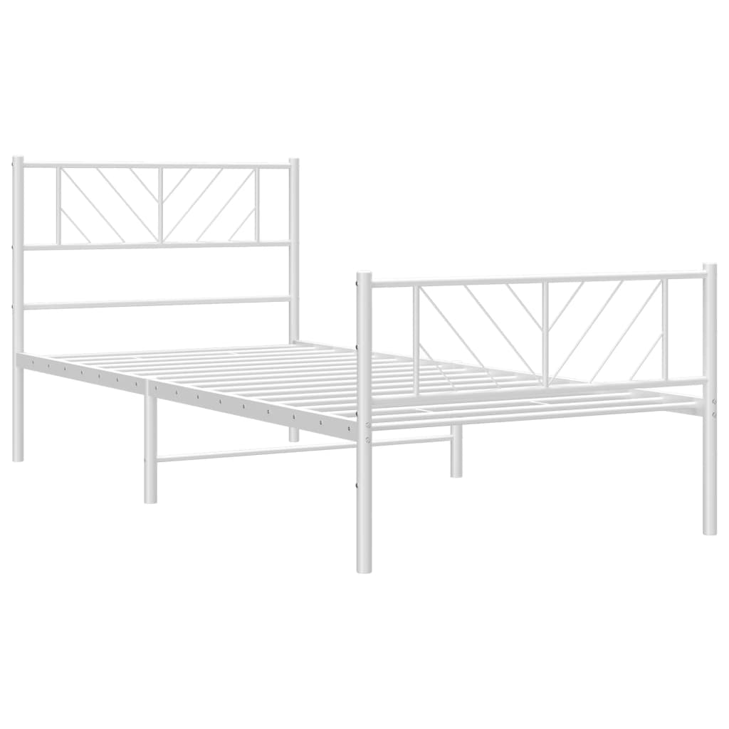 Metal Bed Frame without Mattress with Footboard White 90x190 cm