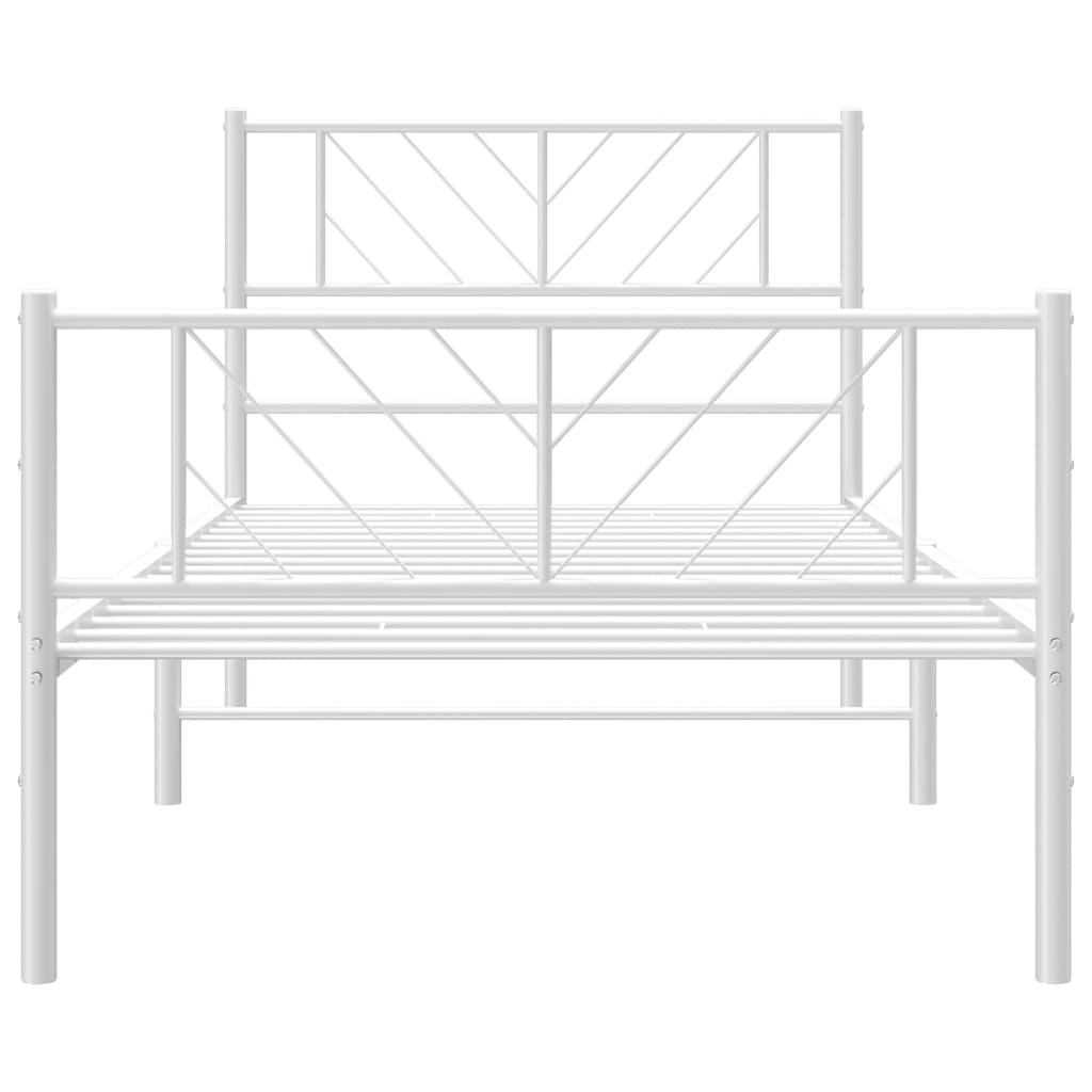 Metal Bed Frame without Mattress with Footboard White 90x190 cm