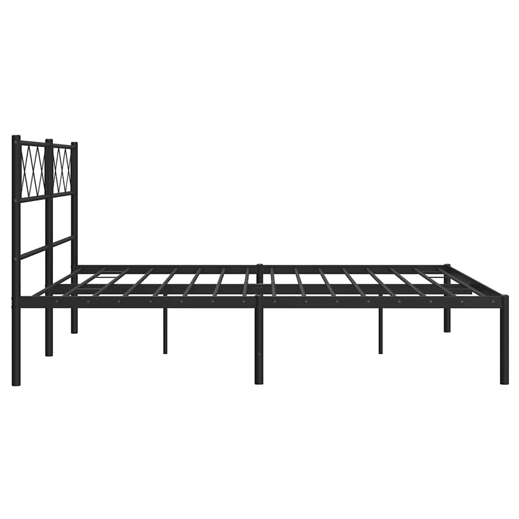 Metal Bed Frame without Mattress with Headboard Black 135x190 cm