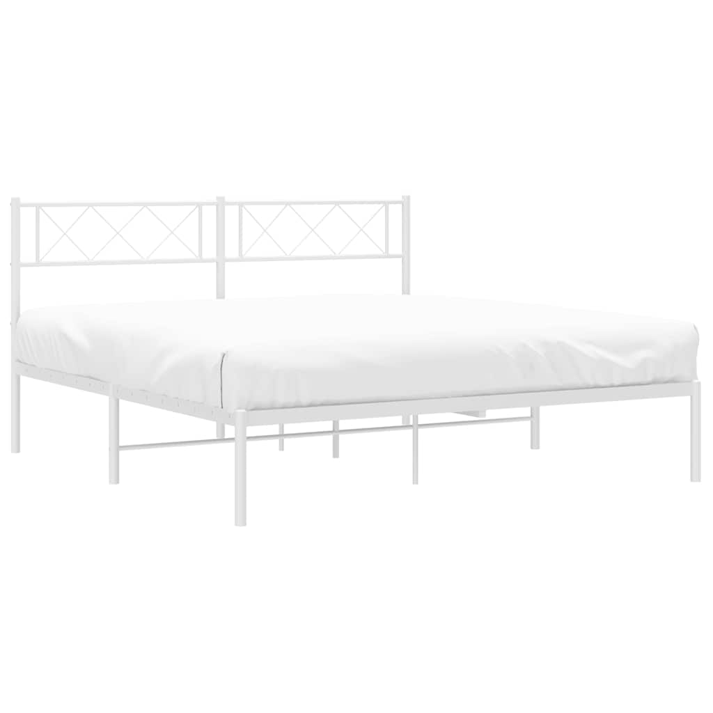 Metal Bed Frame without Mattress with Headboard White 150x200 cm