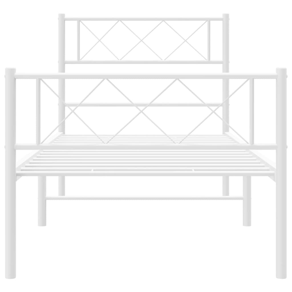 Metal Bed Frame without Mattress with Footboard White 90x190 cm