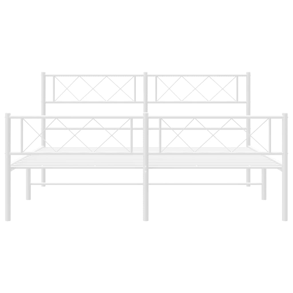 Metal Bed Frame without Mattress with Footboard White 150x200 cm