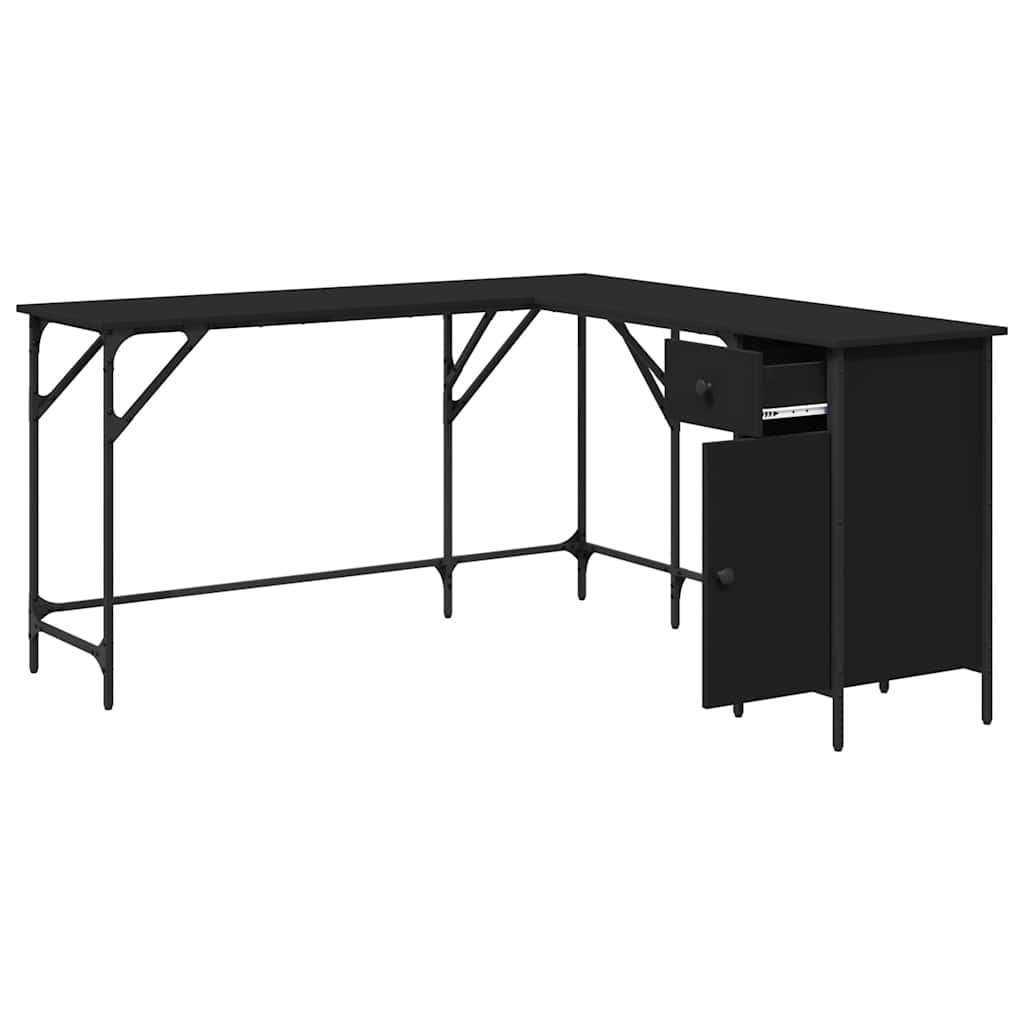 Desk Black 141x141x75 cm Engineered Wood