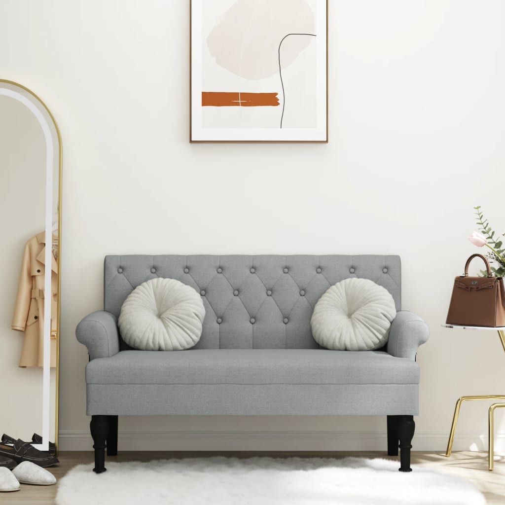 Bench with Backrest Light Grey 120x62x75.5 cm Fabric