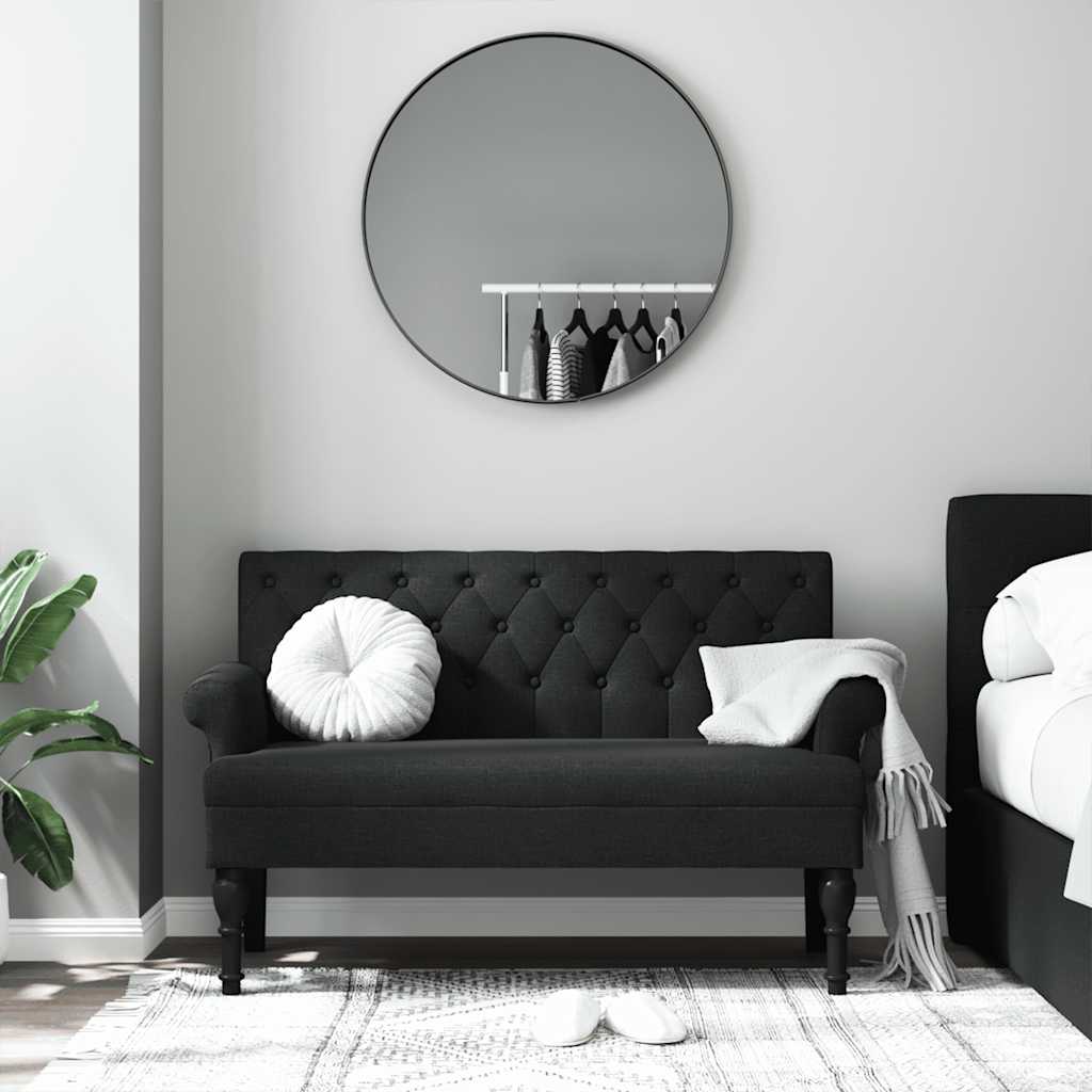 Bench with Backrest Black 120x62x75.5 cm Fabric