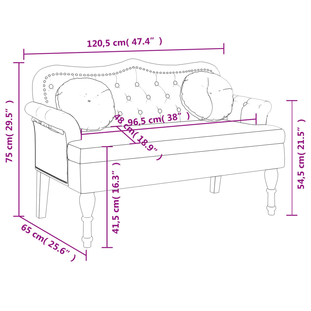 Bench with Cushions Pink 120.5x65x75 cm Velvet