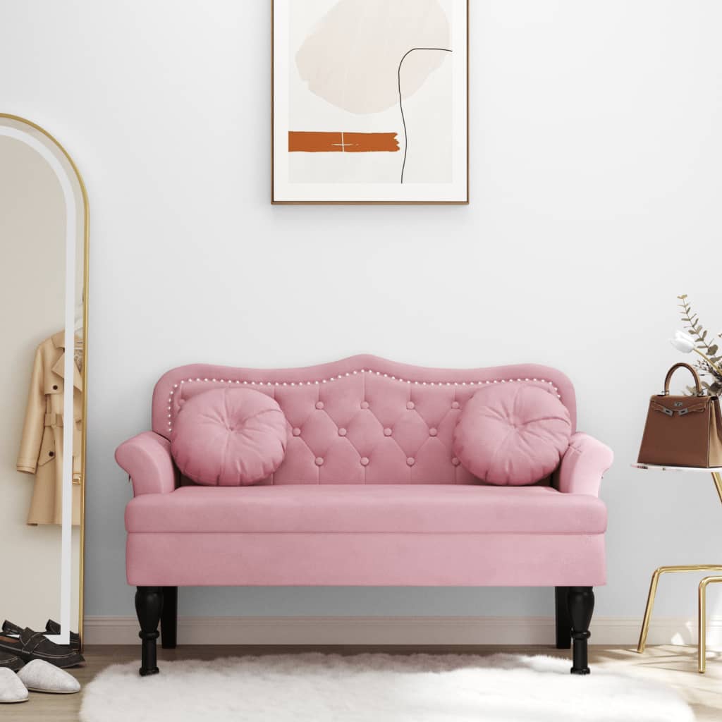 Bench with Cushions Pink 120.5x65x75 cm Velvet